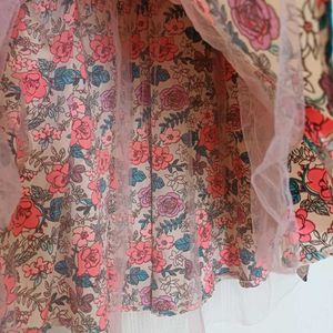 Girls High Low Floral Party Dress With Tulle