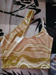 Asymmetrical Patterned Crop Top