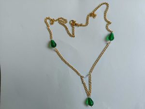 Handmade Gold &amp; Emerald Green Beaded Necklace