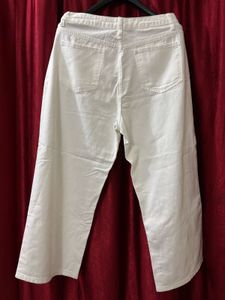 SHEIN White Wide Leg Capri Jeans