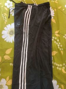 black cotton trouser pants with white stripes