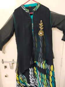 Green And Black Colour Kurti