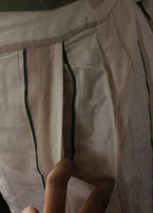 Cotton Striped Wide Leg Pants