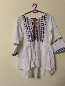 Embroidered White Top