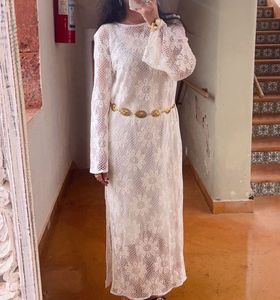 Elegant White Lace Maxi Dress