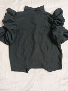 Balloon Sleeves Black Shirt