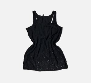 Y2K Sparkly Black Tank Top (L)