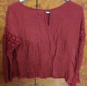 Maroon Floral Long Sleeve Top