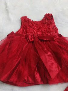 Adorable Red Net  dress