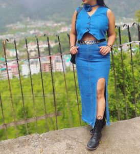 Denim Skirt &amp; Vest Set