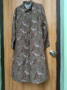 Floral Bird Print Shirt Dress