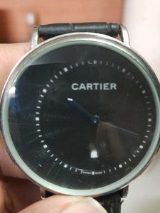 Cartier Watch - Black Leather Strap
