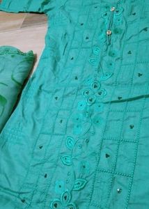 Green Embroidered Kurta Set