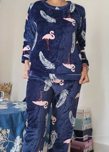 Flamingo Print luxe night suit