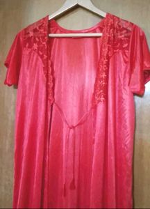 Brand New Bridal Red 2 Piece Long Nighty Set