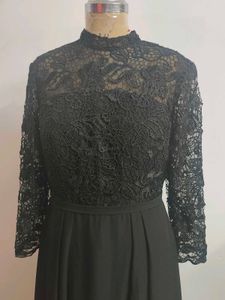 Black Lace Chiffon Gown