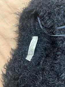 Fuzzy Black Zara Knit Top