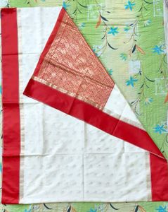 A Beautiful Red White Saree