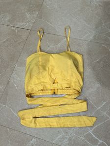 Yellow Tie-Up Crop Top