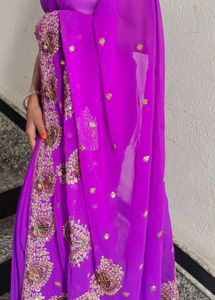 Purple Embellished Saree