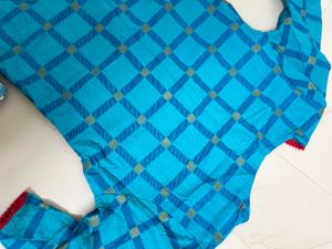Blue Checked Kurti