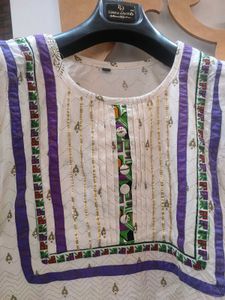 White &amp; Purple Kurti Sharara