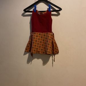 Cute Red & Patterned Dress