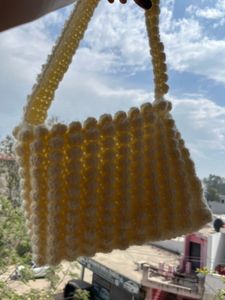 Handmade Cream Popcon Sticthed Crochet Bag