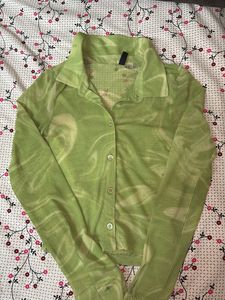 Green Mesh Patterned Top