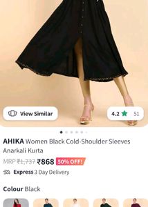AHIKA Anaarkali Black Kurta