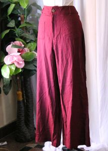 Lov Burgundy Wide Leg Fit High Rise Pants
