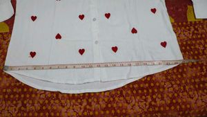 Red Heart Design White Shirt.