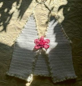 Pink Crochet Halter Top with Flower
