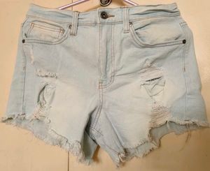 Distressed Mid Rise Shorts