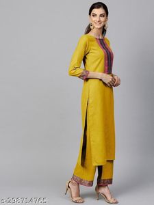 Black Or Yellow Cotton Blend Suit Set In All Sizes