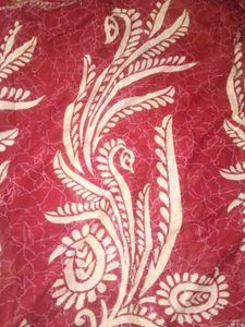 Womens Red Soft Cotton Saree.