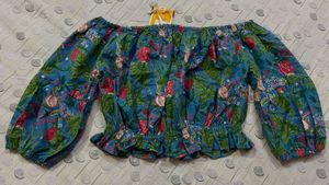 Tropical Pomegranate Off-Shoulder Top