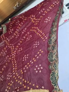 Rajsthani Bandhani Duppta With Embroidery Borders