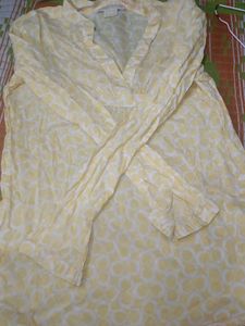 Yellow Pure Cottan Kurta Type Tshirt