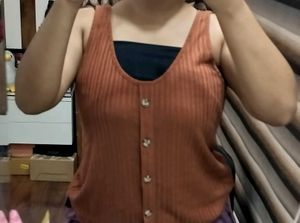 H&amp;M Brown Ribbed Top