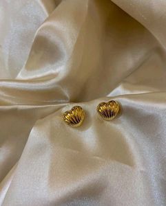 Gold Heart Stud Antiturnish Earrings
