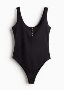 RIBBED BUTTON-FRONT BODY