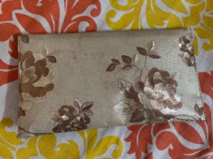 Golden Flower Printed Clutch