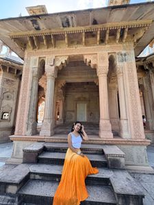 Flowy Orange Ethnic Skirt