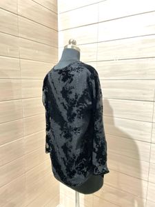 Party Black Velvet Abstract Print Top