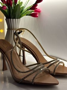 ZARA Rhinestone Open Toe Heels