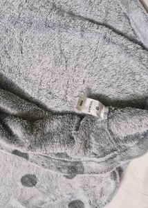 Cozy Gray Polka Dot Sweatshirt