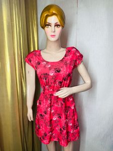 Pink Floral Print Mini Dress