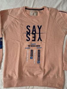 Peach Graphic Print Sweatshirt