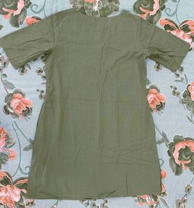 Olive Floral Print Kurti For Women